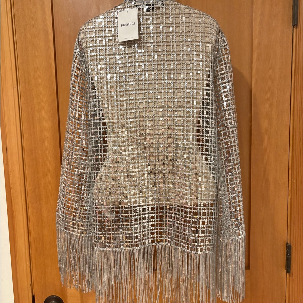 Shimmering Silver Kimono Party Jacket - Picture 3 of 7